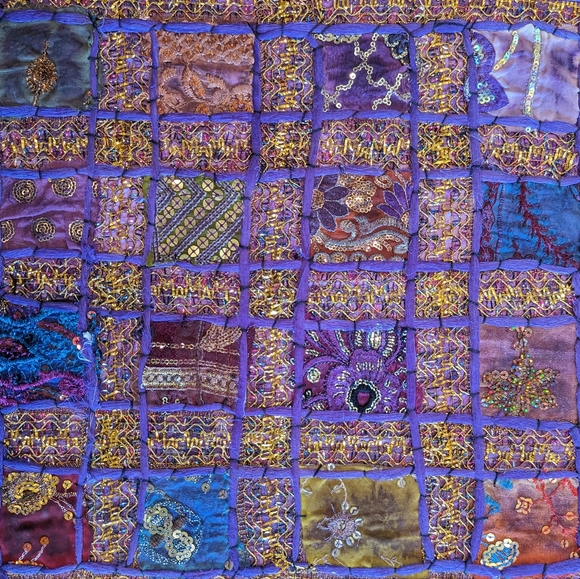 NWT 100% Cotton Handmade Beaded Sari Patchwork Home Decor Accent Pillow Cover - Picture 3 of 4